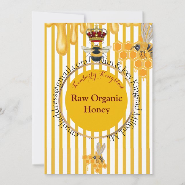 Honey Bee label  Holiday Card (Front)