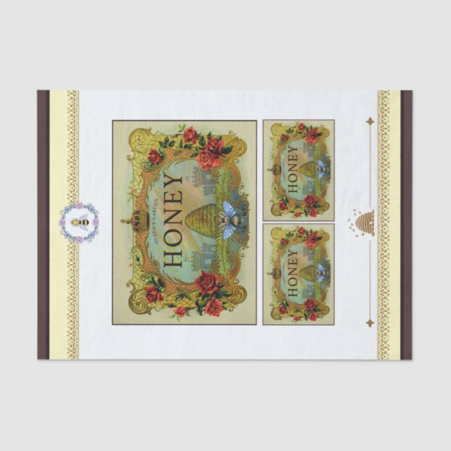 Honey Bee Labels Tissue Paper (Front)