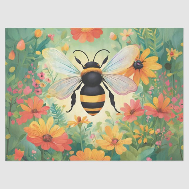 Honey Bee Landing View Tissue Paper (Front)