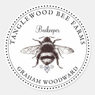 Honey Bee Logo Apiary Beekeeper Honey Products  Classic Round Sticker