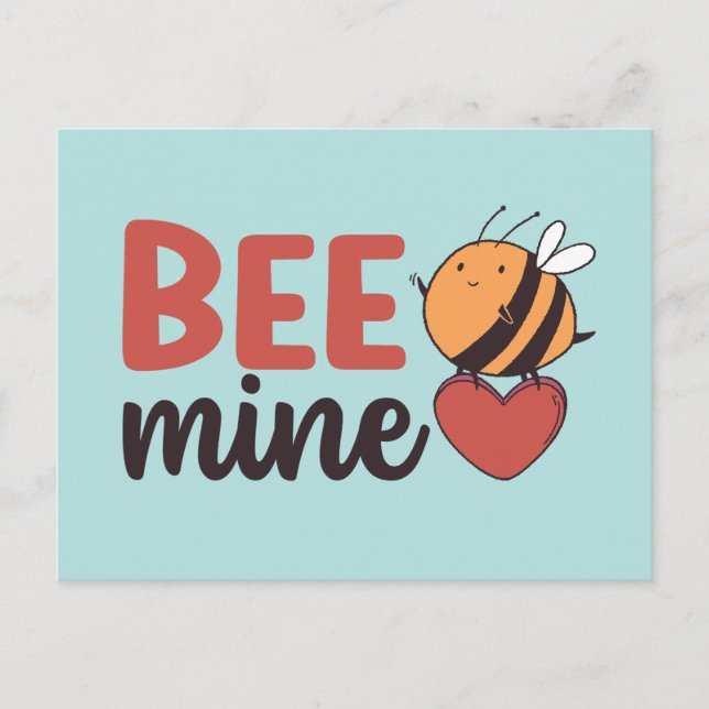 Honey Bee Mine Cute Pun Funny Valentine's Day Postcard (Front)
