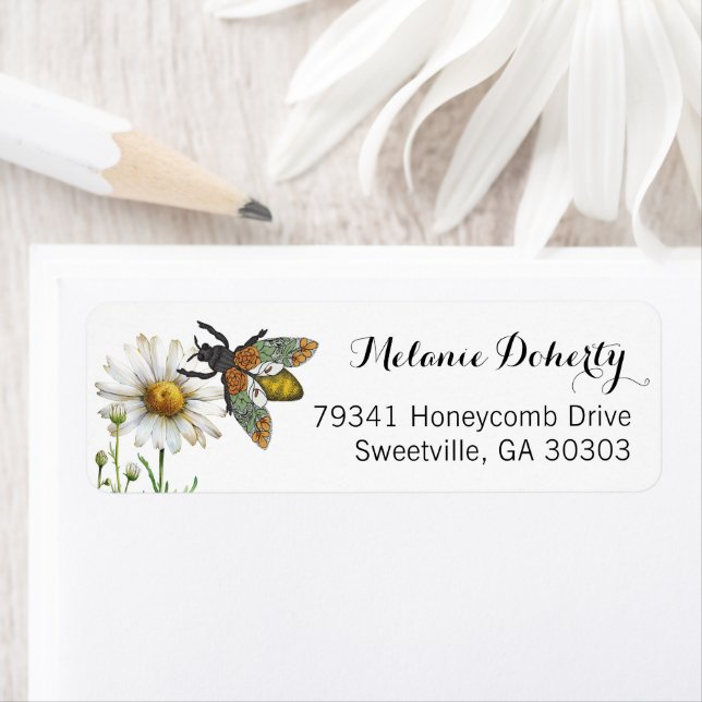 Honey Bee Mommy to Bee Address Label | Bumblebee B (Insitu)