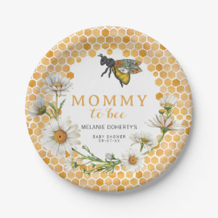 Honey Bee Mommy to Bee Baby Shower Paper Plates   