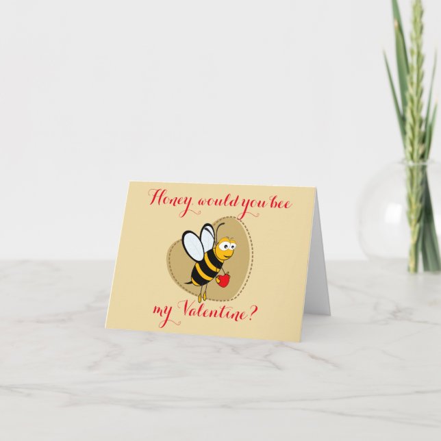 Honey, Bee My Valentine Holiday Card (Front)