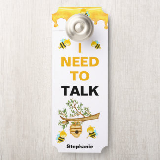 Honey Bee Name Need To Talk Childs Door Hanger