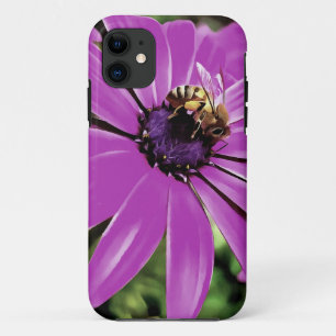 Honey Bee On A Purple African Daisy Art iPhone 11 Case