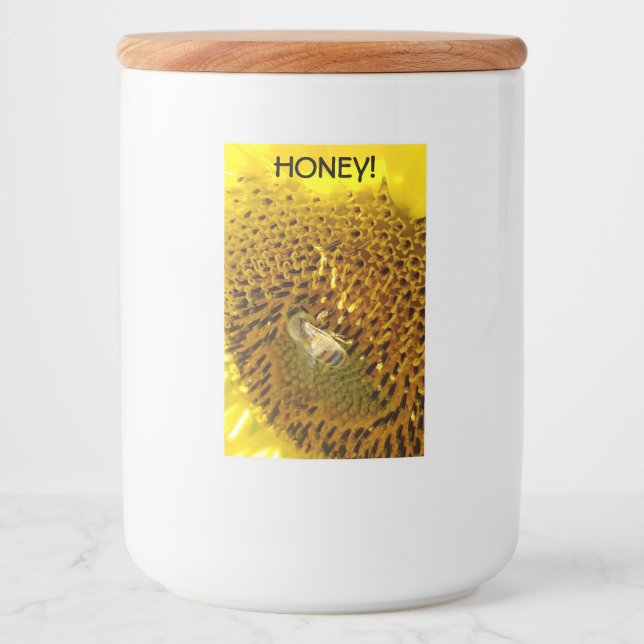 Honey Bee On a Sunflower Food Label (Front)