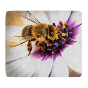 Honey Bee On African Daisy Acrylic Art Cutting Board