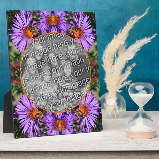 Honey Bee On Aster Flower Add Your Photo Plaque (Side)