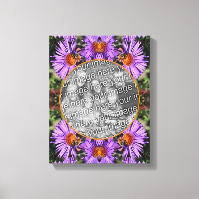 Honey Bee On Aster Flower Create Your Own Photo Canvas Print (Front)