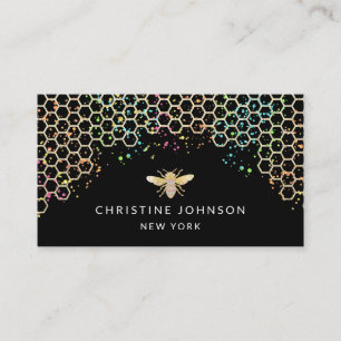 honey bee on black background business card