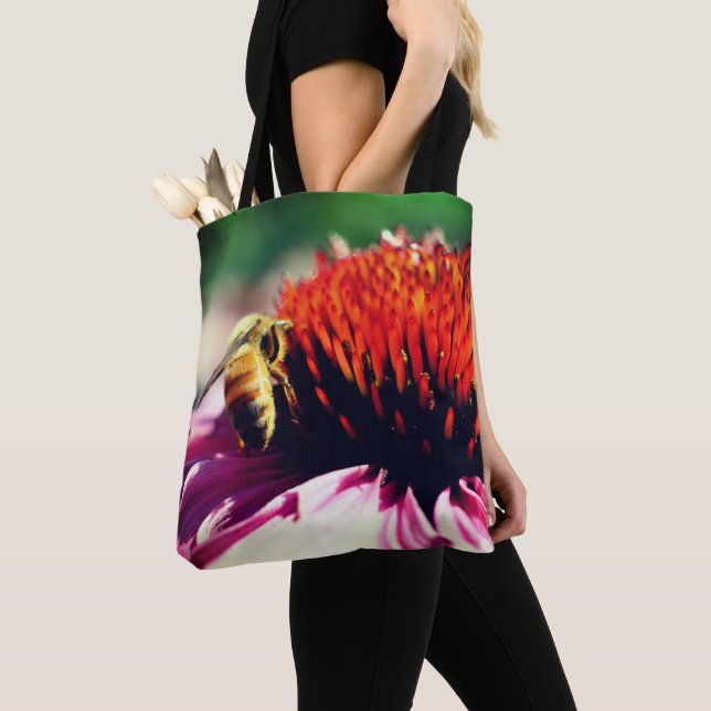 Honey Bee On Coneflower Close Up  Tote Bag (Close Up)