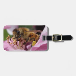 Honey Bee on Crabapple Blossom your Name Luggage Tag