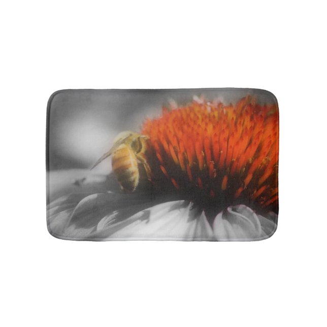 Honey Bee On Daisy Flower Nature Bath Mat (Front)