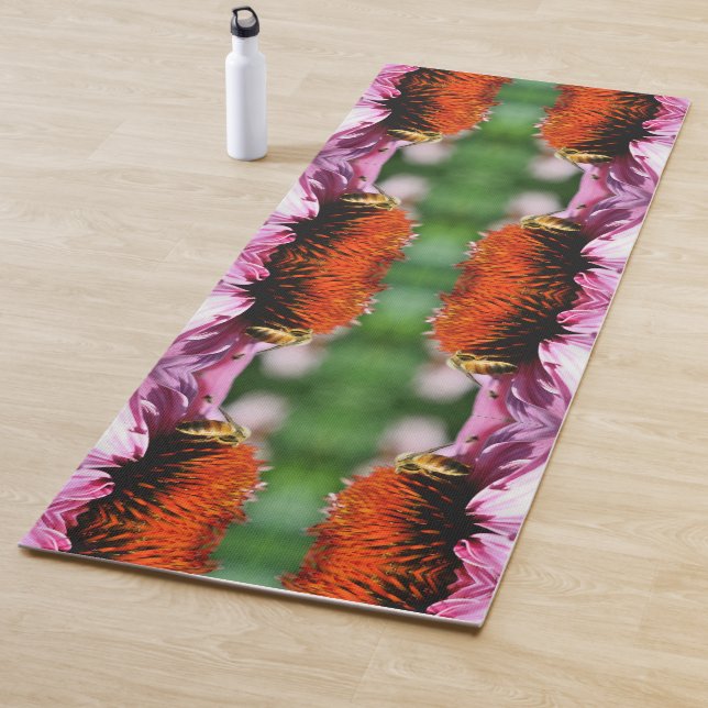 Honey Bee On Echinacea Daisy Flower Abstract  Yoga Mat (In Situ)
