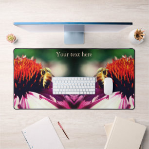 Honey Bee On Echinacea Flower Personalized   Desk Mat