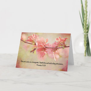Honey Bee on Pink Scripture Card Proverbs 16:24