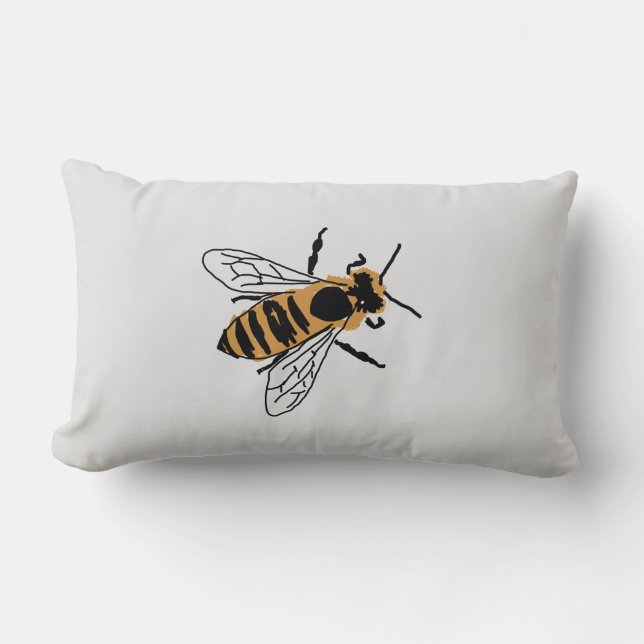 Honey Bee Painting Bee Illustration Throw Pillow (Front)