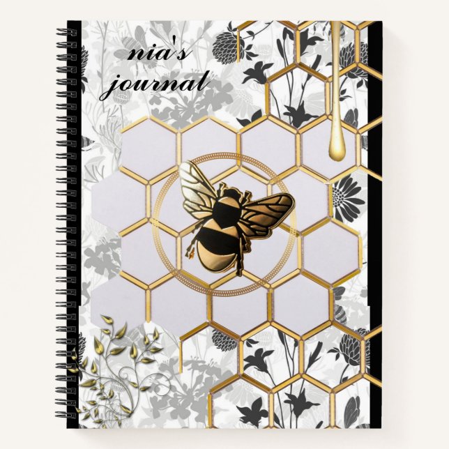 honey bee personalized journal notebook (Front)