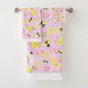Honey Bee Pink Bath Towel Set