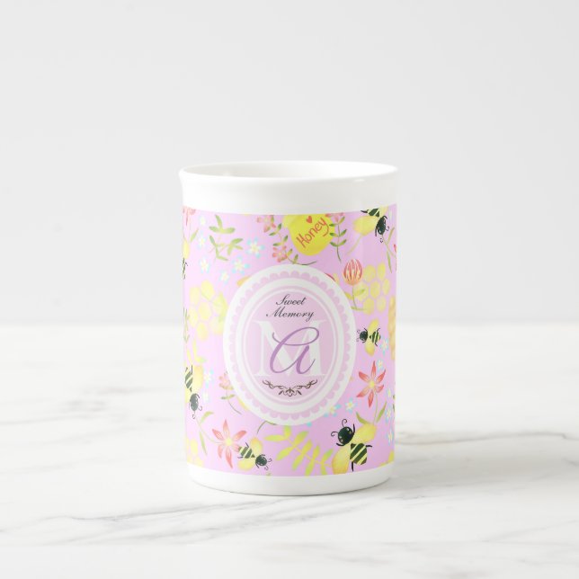 Honey Bee Pink Bone China Mug (Front)