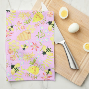 Honey Bee Pink Kitchen Towel