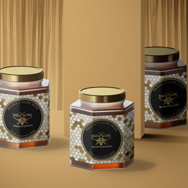 Honey Bee Product Custom Rectangle Jar Label (Creator Uploaded)