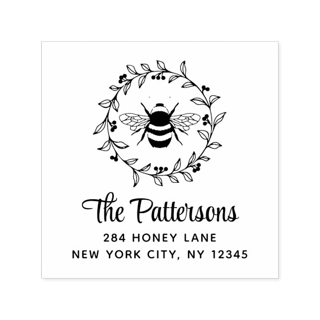 Honey Bee Professional Personal Return Address Self-inking Stamp (Design)