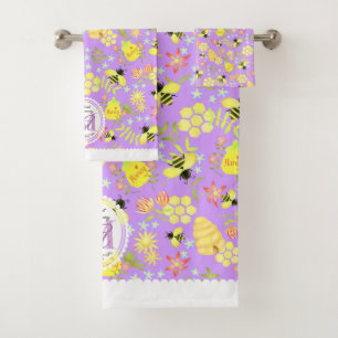 Honey Bee Purple Bath Towel Set