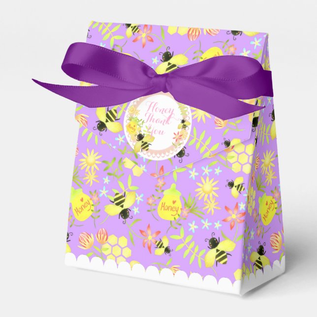 Honey Bee Purple Favor Box (Front Side)