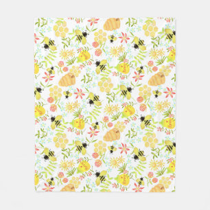 Honey Bee Purple Fleece Blanket