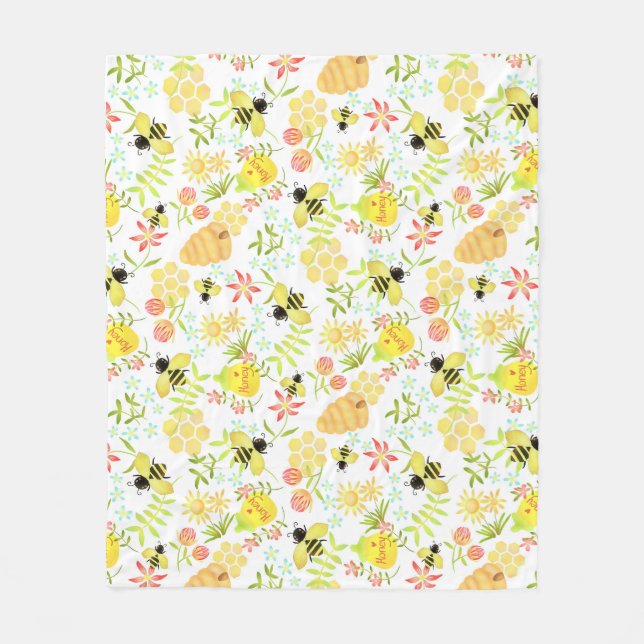 Honey Bee Purple Fleece Blanket (Front)
