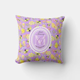 Honey Bee Purple Throw Pillow