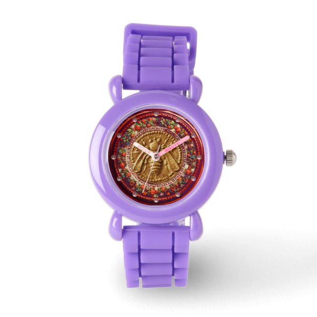 HONEY BEE / RED GREEN FLORENTINE FLORAL CROWN WATCH (Front)