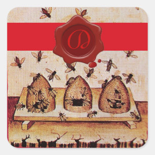 HONEY BEE, RED WAX SEAL AND STRIPE MONOGRAM