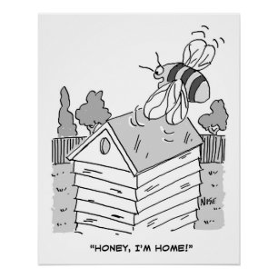 Honey Bee Returns to its Beehive. Beekeeping Poster