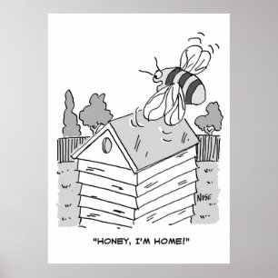 Honey Bee Returns to its Beehive Poster