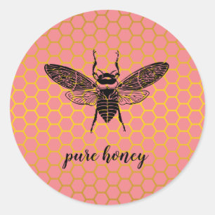 Honey Bee Seller Apiarist Gold Pink Vintage Classic Round Sticker