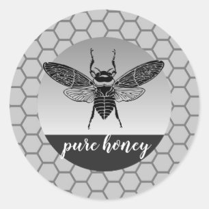 Honey Bee Seller Apiarist  Vintage Black  Classic Round Sticker