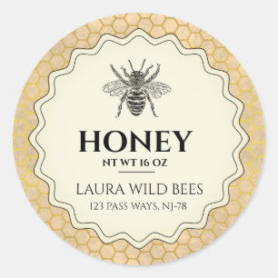 Honey Bee Seller Apiarist Vintage Gold Classic Round Sticker
