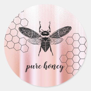 Honey Bee Seller Apiarist  Vintage Rose Gold Classic Round Sticker