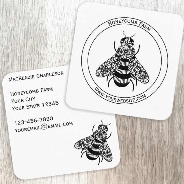 Honey Bee Square Business Card (Creator Uploaded)