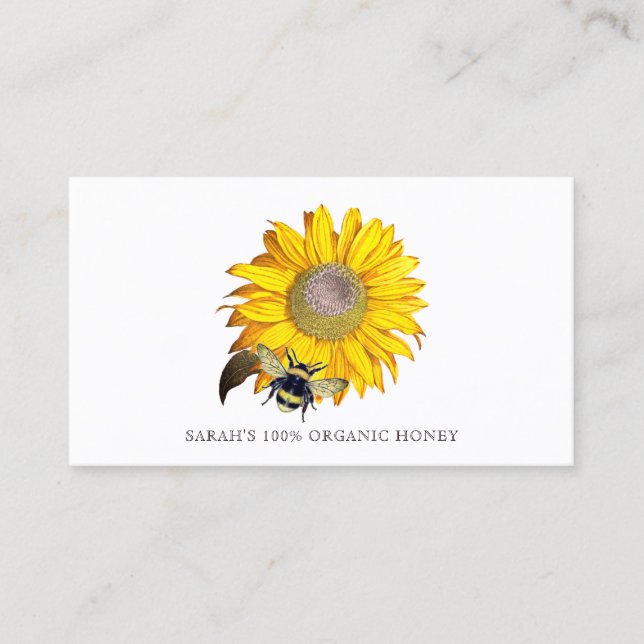 Honey Bee Sunflower Beekeeper Aviary Business Card (Front)