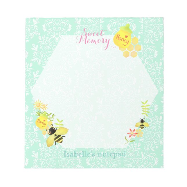 Honey Bee Teal Notepad (Front)