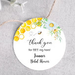 Honey Bee Thank you for Bee-ing here Classic Round Sticker<br><div class="desc">Honey Bee Thank you for Bee-ing here Classic Round Sticker. Matching items available.</div>
