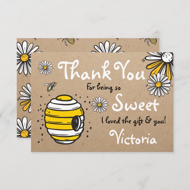 Honey Bee Thank you note card (Front/Back)
