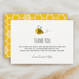 Honey Bee Theme Baby shower Merci Cartes