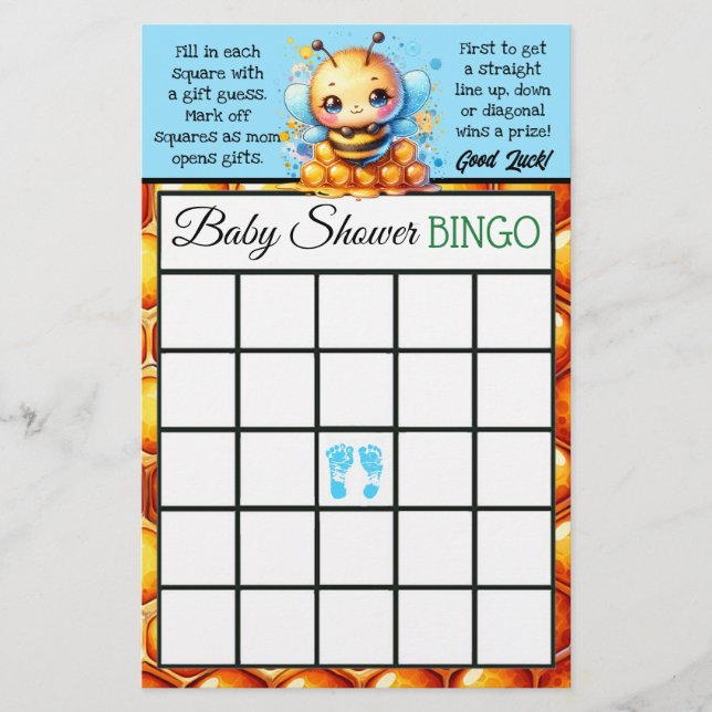 Honey bee Themed Bingo and Who Knows Mommy Best Flyer (Front)