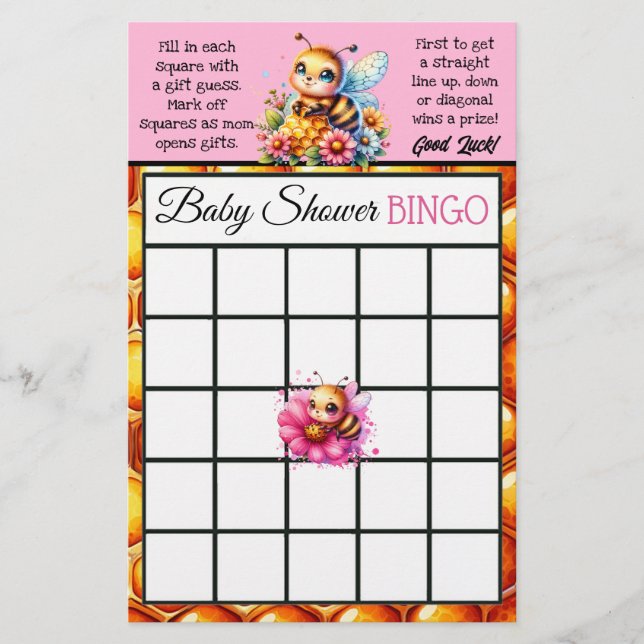 Honey bee Themed Bingo and Who Knows Mommy Best Flyer (Front)