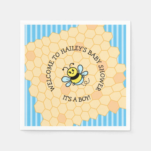 Honey Bee Themed Boy's Baby Shower  Napkin (Front)